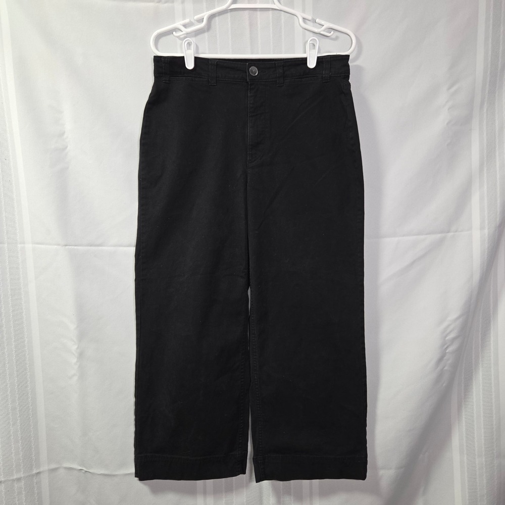 Old Navy Pants Womens 10 Black HR Chino C Wide Leg High Rise Cropped 559813-00